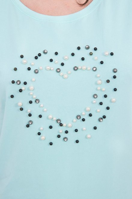  Tricou cu inimă din perle